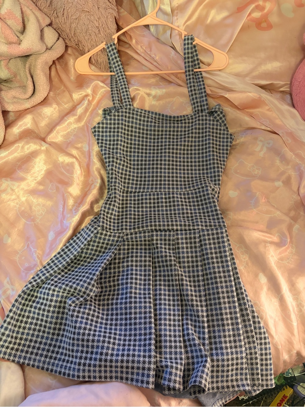 Rue21 Black and White Checked Mini Pinafore Dress
